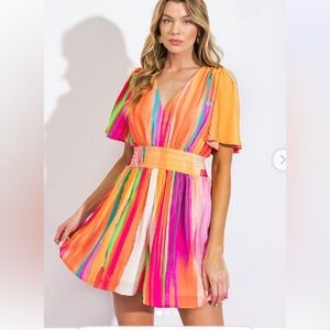 Flying Tomato Watercolor striped romper. Perfect condition. Size M